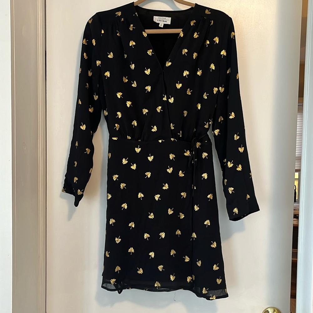 & other stories black and gold wrap dress